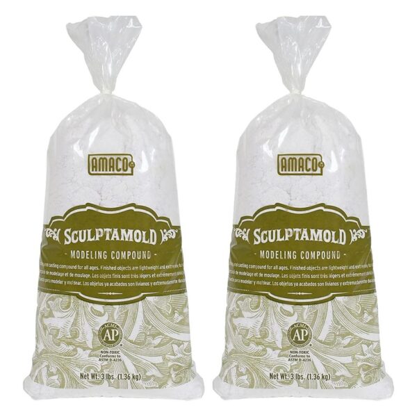 AMACO Sculptamold Modeling Compound, White, 3 lbs. Per Bag, 2 Bags (AMA41821C-2)